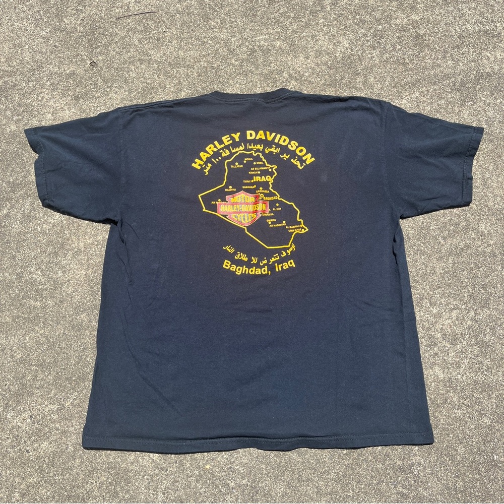 2000s Black Harley Davidson Iraq T-shirt Size XL Great Condition Biker T-shirt - Picture 4 of 5
